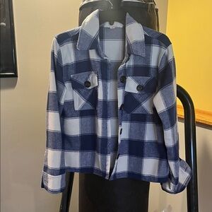 BB Dakota Blue and White Plaid Utility Jacket